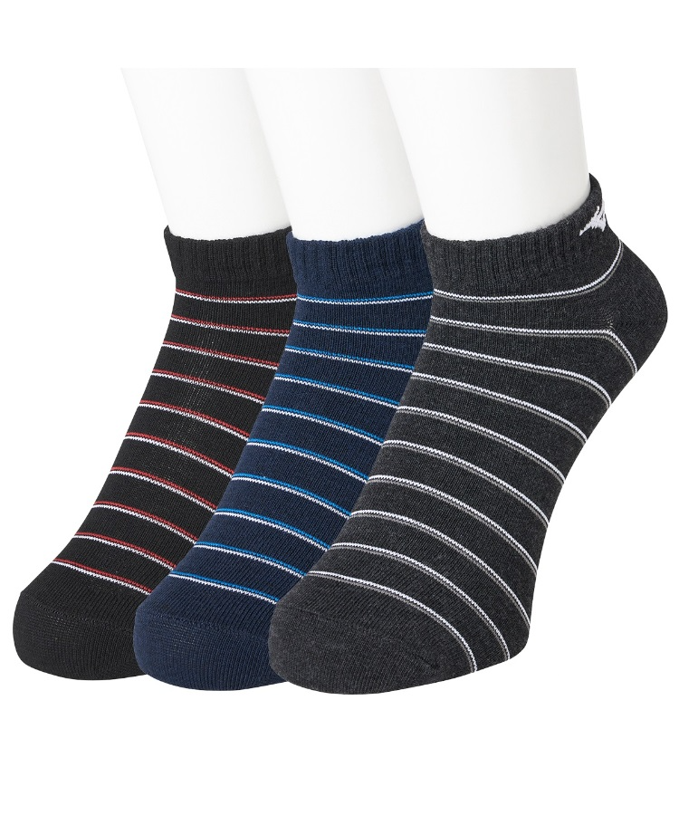 3足組】MIZUNO キッズ スニーカー丈 ボーダー柄 アソート ミズノ